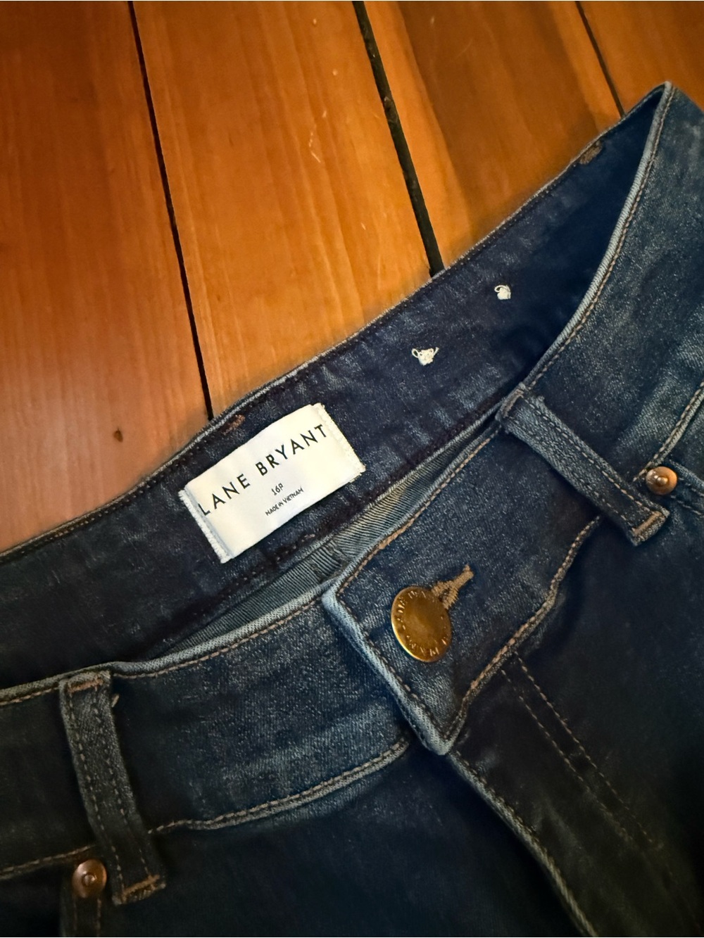 Lane Bryant Dark Blue Curvy Fit Skinny Denim Jeans with Brass Hardware